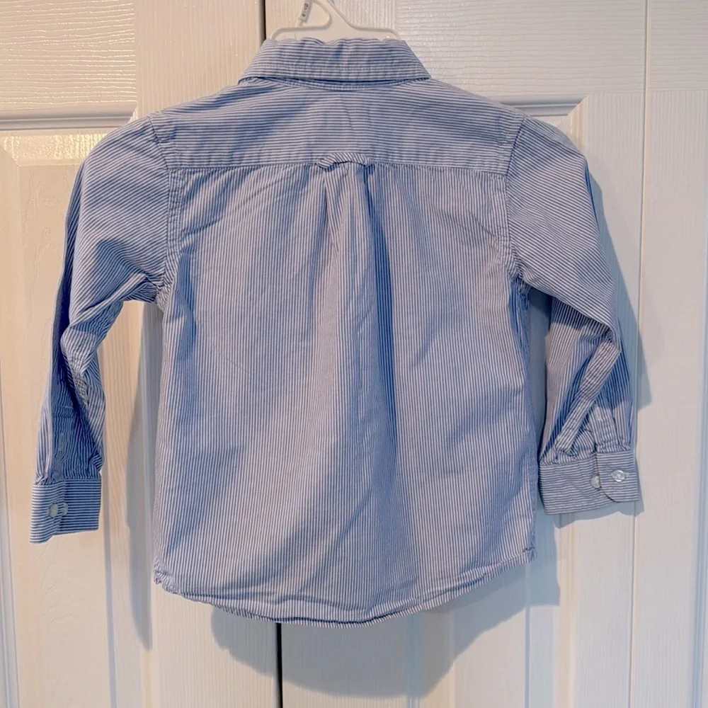 Gently Worn The Children's Place Boy's BluePinstripe Oxford Button Down Shirt-3T